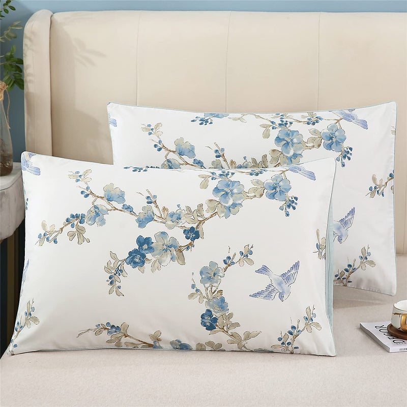 YOUSA YOU SA Flowers and Birds Print Pillow Covers Bed Pillowcases Envelope Closure End Pillow Encasement (Standard,Color-14) - Image 1